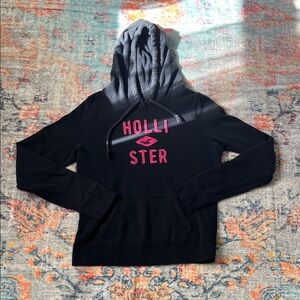 Y2K Hollister Black Hoodie with Pink Text